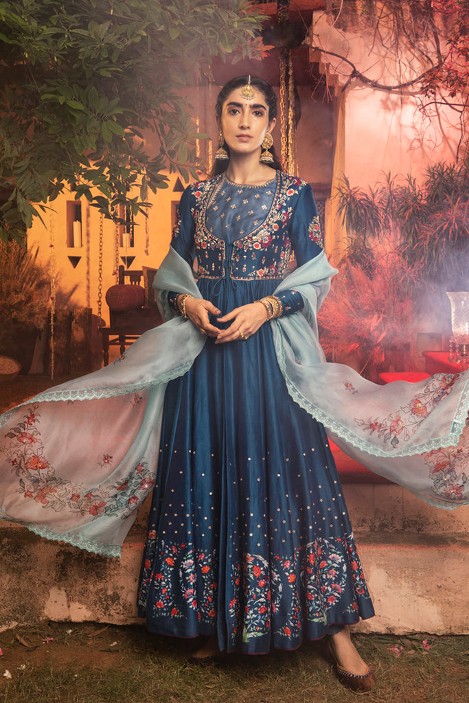 Buy Royal Blue Designer Heavy Art Silk Anarkali Suit | Anarkali Suits